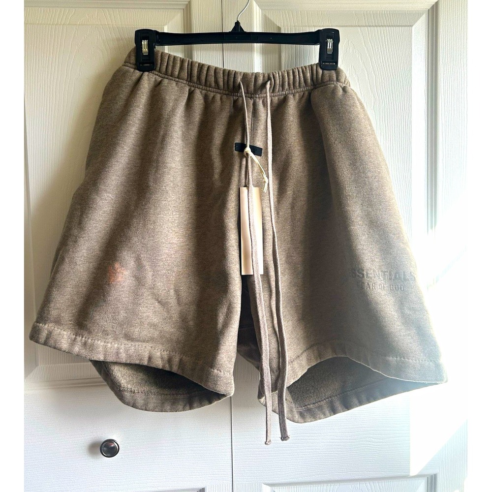 Fear of God Essentials Men's Gray Fleece Sweat Shorts – Drawstring, Pockets